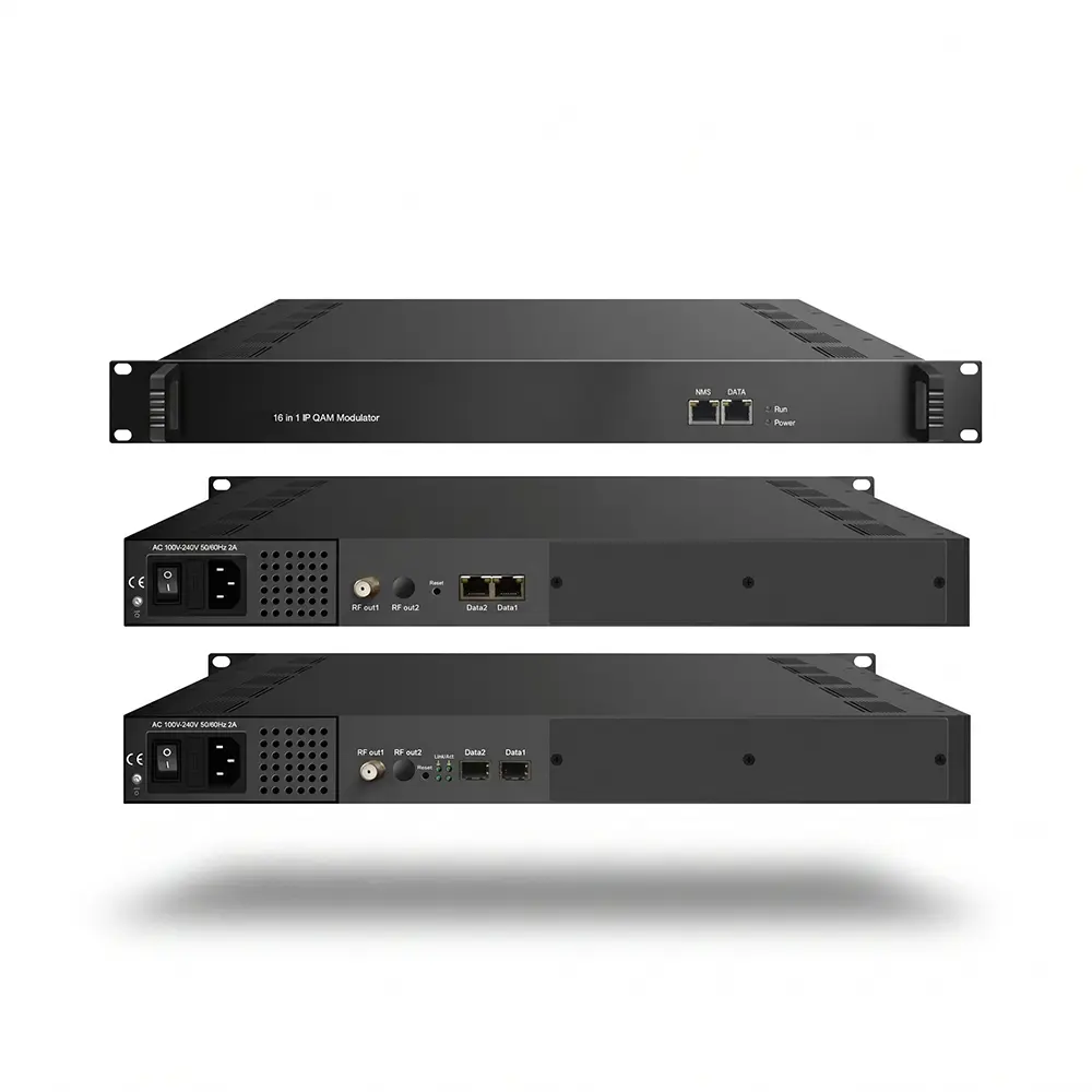 16-channel QAM modulator CMS3316 Vista frontal y trasera