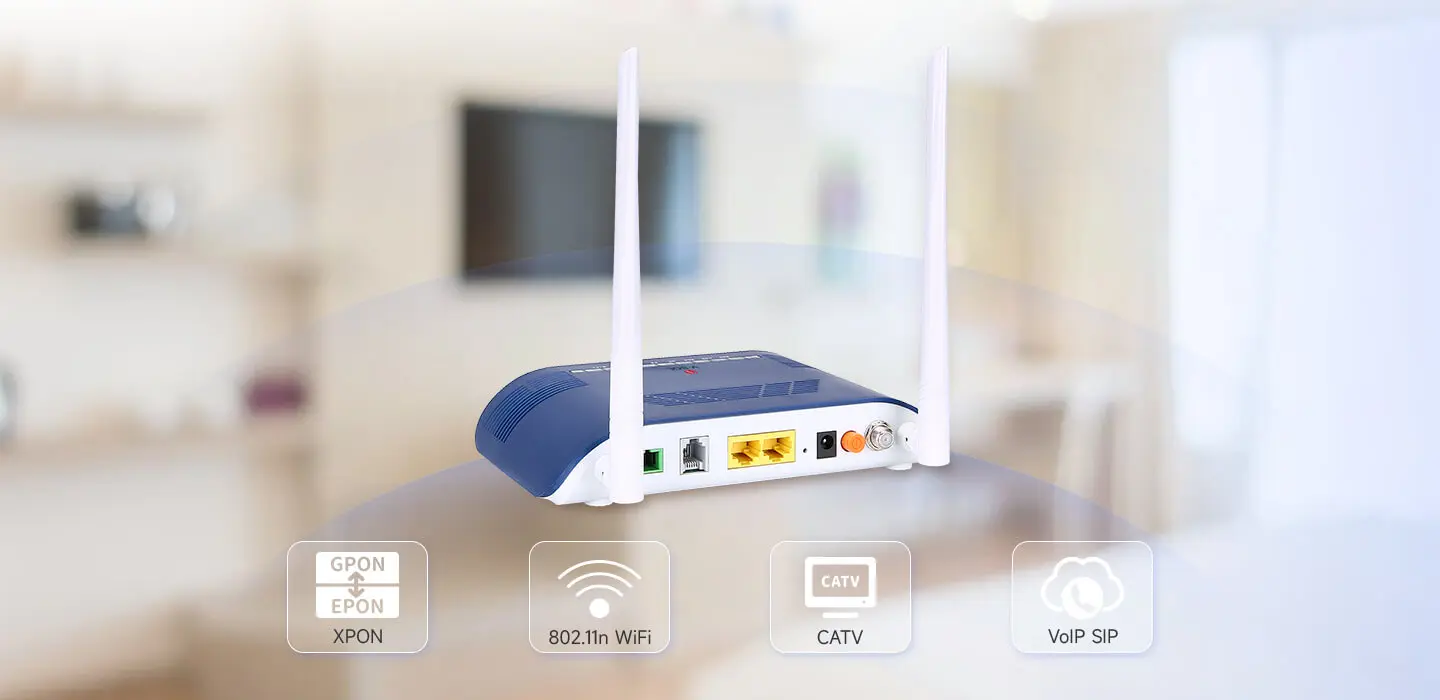 300M Inalámbrico CATV XPON ONT HG323RGWT
 XPON Dual Mode | Wi-Fi 4 | CATV | SIP