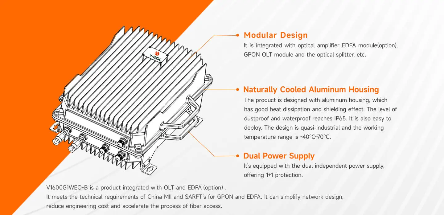 OLT GPON para exteriores V-SOL
V1600G1WEO-B