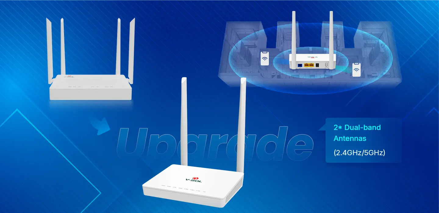 Antena de Doble Banda para una Experiencia Superior
Antenas rentables de doble banda (2.4GHz/5GHz) con un SSID y cambio inteligente, mejorando la experiencia del usuario.