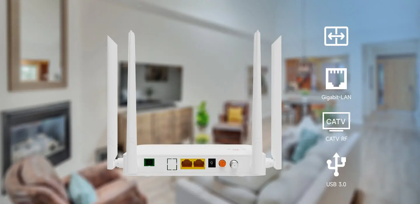Fibra Gigabit XPON CATV ONTXPON | Gigabit-LAN | CATV RF | USB3.0